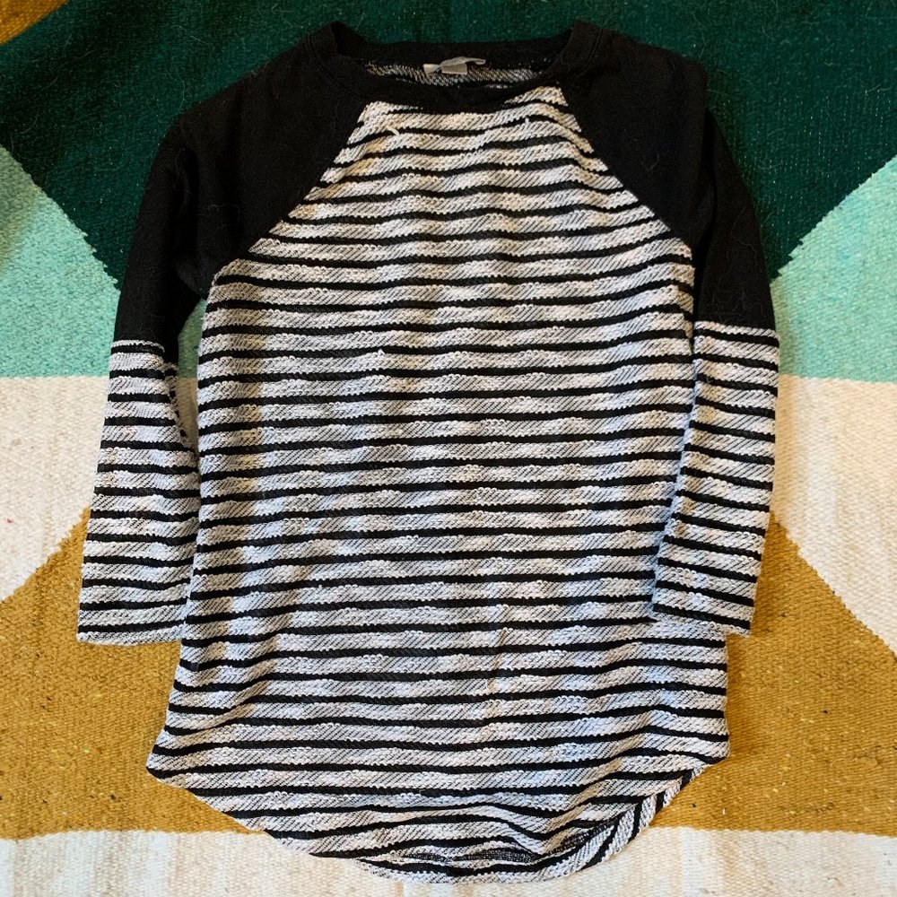 Black and White Textured and Mesh Loft Sweater
